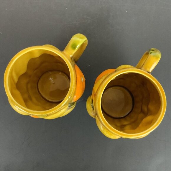 Inarco Vintage Ceramic Fruit Basket Mugs Pair Orange Lemon Design Coffee Cups - Picture 5 of 8
